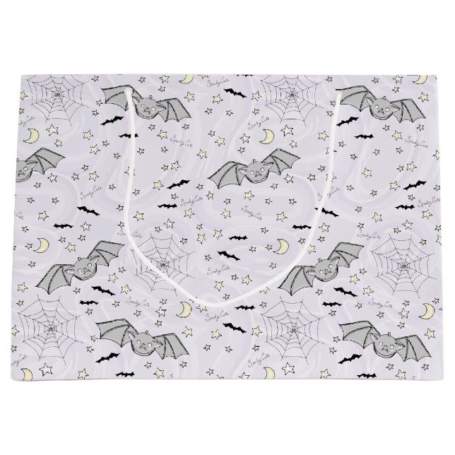 Sacola Para Presentes Grande Roxo Bats Estranho Sexo Bonito Neutro (Frente)