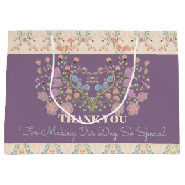 Sacola Para Presentes Grande Roxo Com Acento Floral