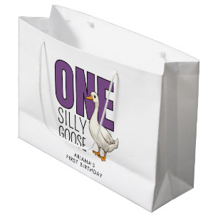 Sacola Para Presentes Grande Roxo Moderno Personalizado Um Ganso Tolo Aniversár