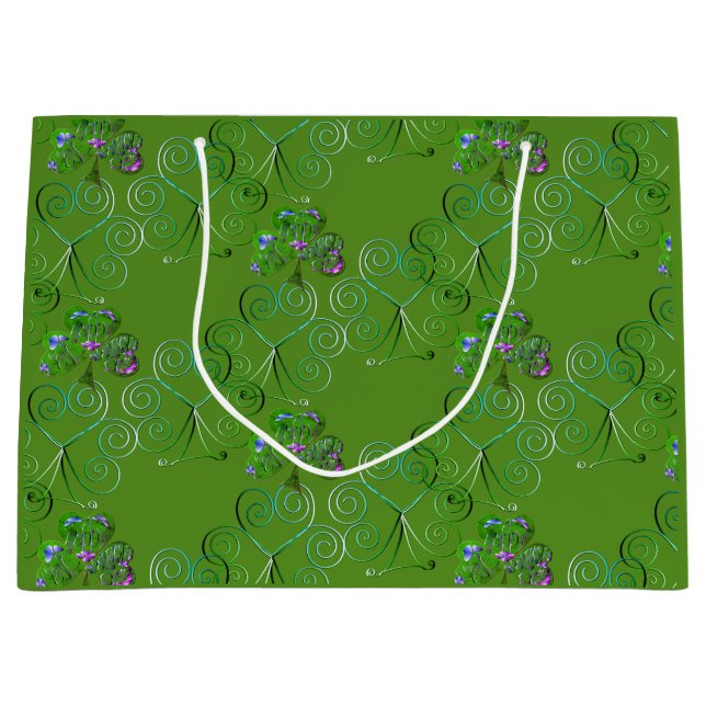 Sacola Para Presentes Grande Rua de Shamrock. (Frente)