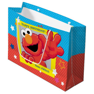 Sacola Para Presentes Grande Rua Sésamo   Aniversário da Elmo - Bolinhas e Es
