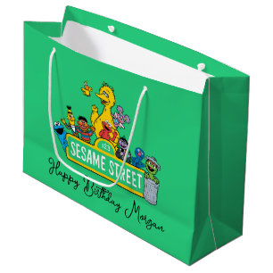 Sacola Para Presentes Grande Rua Sésamo Feliz Aniversário