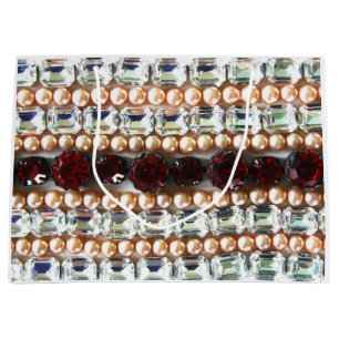 Sacola Para Presentes Grande Rubis, Rhinestone, diamantes, joias, pérolas