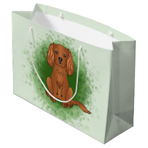 Sacola Para Presentes Grande Ruby Cavalier King Charles Spaniel Dog Em Verde