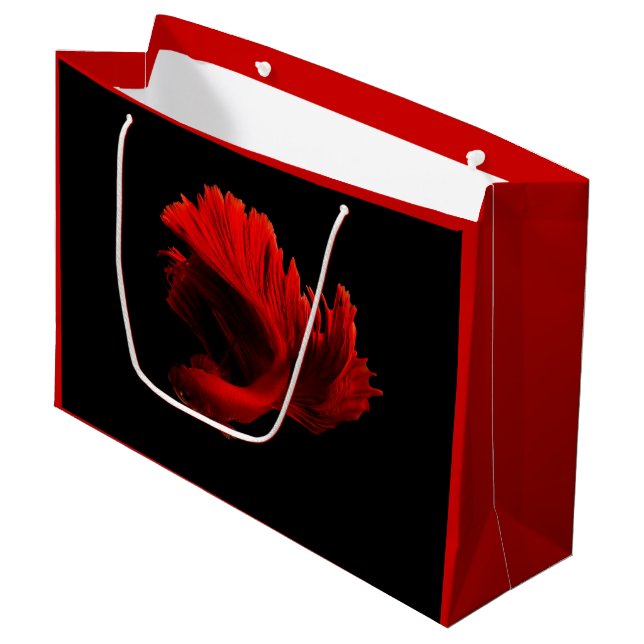 Sacola Para Presentes Grande Ruby Red Siamese Fighting Fish (Frente inclinada)