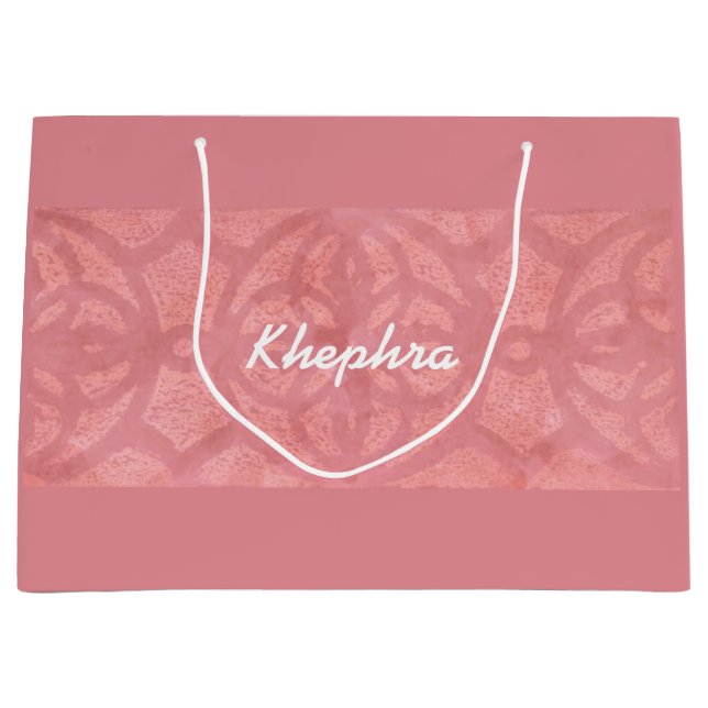 Sacola Para Presentes Grande Ruddy Pink Batik Name Monogrammed (Frente)