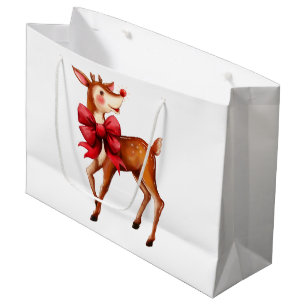 Sacola Para Presentes Grande Rudolph a rena cheirada vermelha