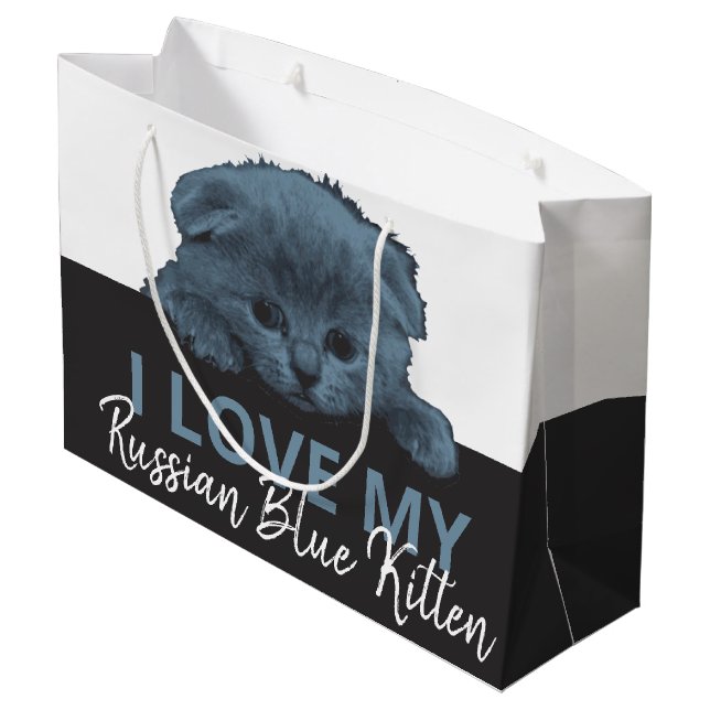 Sacola Para Presentes Grande Russo Blue Kitten (Verso inclinado)