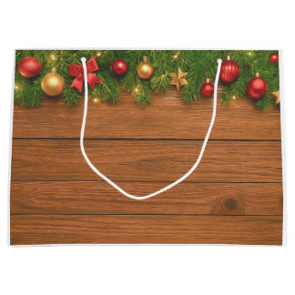 Sacola Para Presentes Grande Rustic Christmas Gift Bag – Customizable Holiday