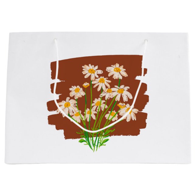 Sacola Para Presentes Grande Rustic floral design on brown background (Frente)