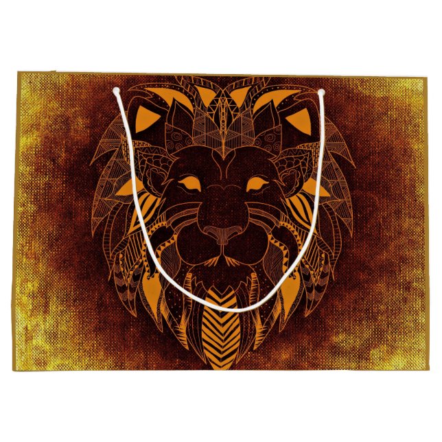 Sacola Para Presentes Grande Rustic Lion Head Personal (Verso)