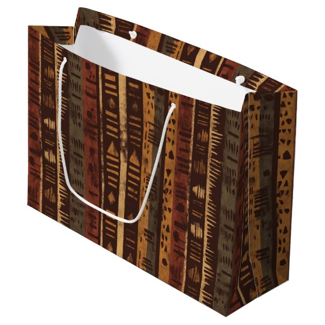 Sacola Para Presentes Grande Rustic Southwestern Stripe Pattern (5) (Frente inclinada)