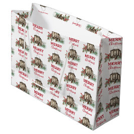 Sacola Para Presentes Grande Rustic Watercolor - Lanterna Pine Berries