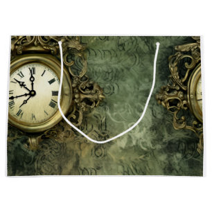 Sacola Para Presentes Grande Rústico Esmeralda Verde Antigo Steampunk