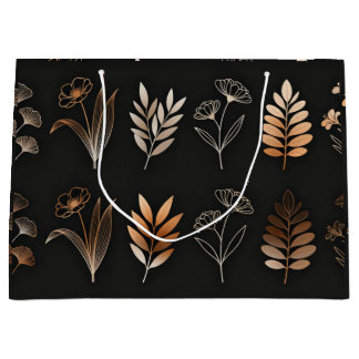Sacola Para Presentes Grande Saca de Presente de Linha Artística de Ginkgo e Fl