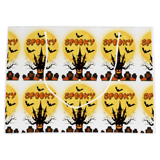 Sacola Para Presentes Grande Saca de Presente de Lua de Halloween Assustador Gr (Frente)