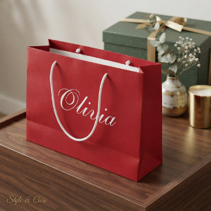 Sacola Para Presentes Grande Saca de Presente de Natal Vermelha Personalizável