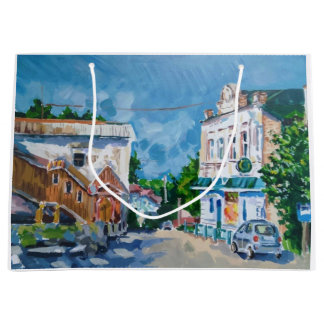 Sacola Para Presentes Grande Saca de Presente de Paisagem Urbana Impressionista