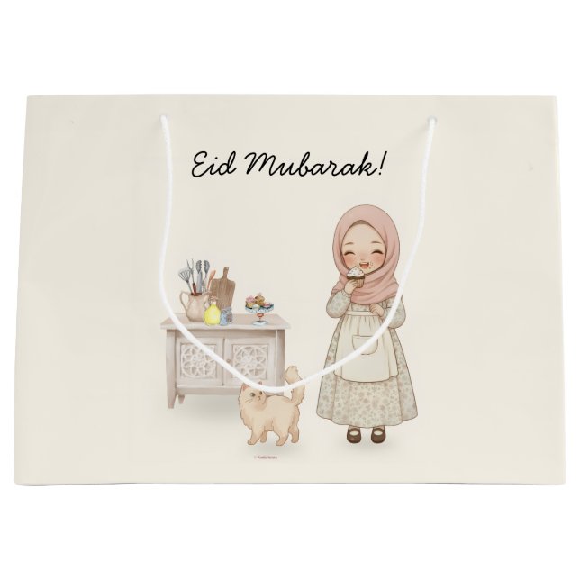 Sacola Para Presentes Grande Saca de Presente Eid Mubarak (Frente)