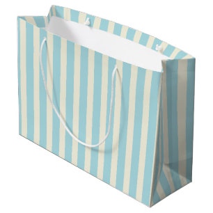 Sacola Para Presentes Grande Saca de Presente Listrada Azul e Creme