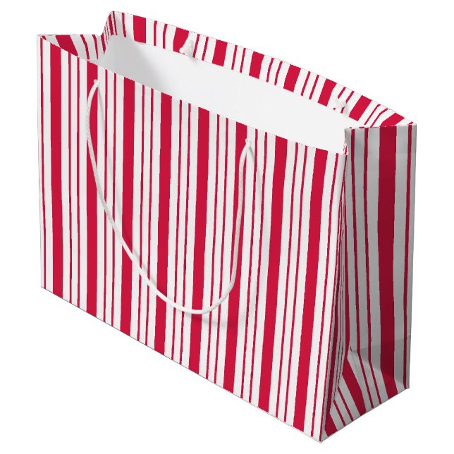 Sacola Para Presentes Grande Saca de Presente Listrada de Peppermint Tradiciona (Verso inclinado)