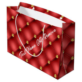 Sacola Para Presentes Grande Saca de Presente Vermelha com Diamante Dourado e T
