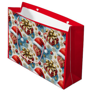 Sacola Para Presentes Grande Sacas de Compras de Papel Vermelho de Natal