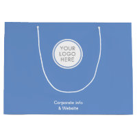 Saco corporativo azul com detalhes sobre logotipos