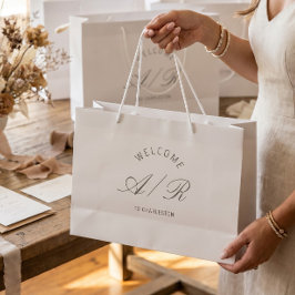 Sacola Para Presentes Grande Saco de Boas-Vindas Branco com Monograma para Casa