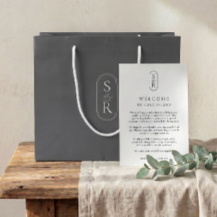 Sacola Para Presentes Grande Saco de Boas-Vindas de Casamento Cinza Escuro Pers