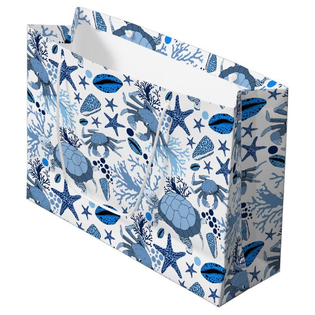 Sacola Para Presentes Grande Saco de festas de caranguejos de tartarugas de pra (Frente inclinada)