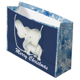 Sacola Para Presentes Grande Saco de festas de Natal azul-elefante branco