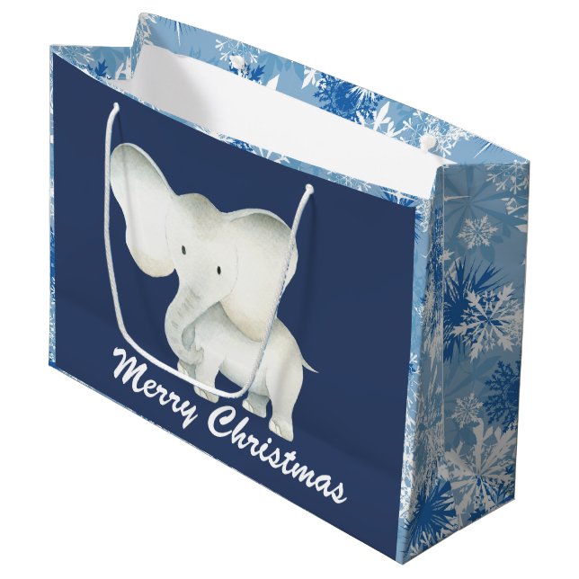 Sacola Para Presentes Grande Saco de festas de Natal azul-elefante branco