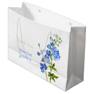 Sacola Para Presentes Grande Saco de lembrancinha de flor de Delphinium azul pa