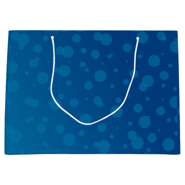 Sacola Para Presentes Grande Saco de presente azul com bolinhas brancas (Frente)