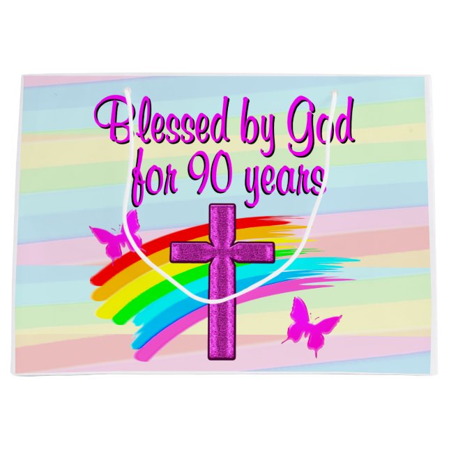 Sacola Para Presentes Grande SACO DE PRESENTE bonito DE 90 DE ANIVERSÁRIO (Frente)