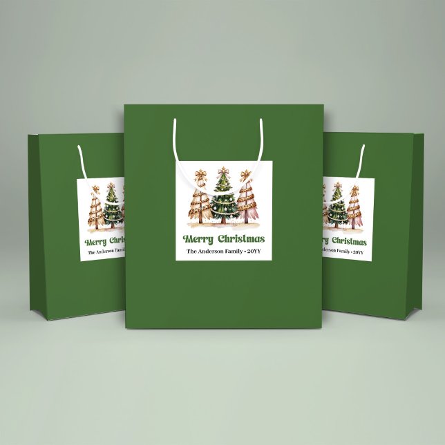 Sacola Para Presentes Grande Saco de Presente com Estampa de Leopardo de Árvore (Cute Christmas Tree Leopard Print Gift Bag Custom)