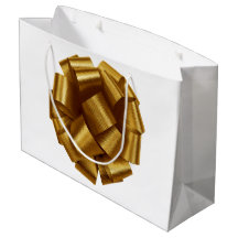 Saco de presente com laço dourado