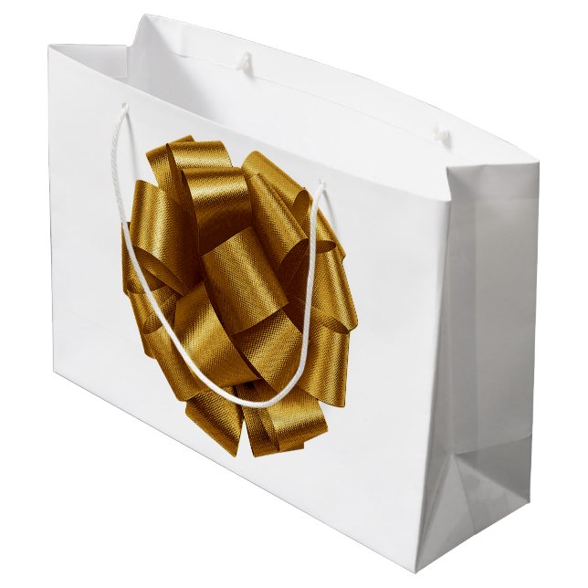 Sacola Para Presentes Grande Saco de presente com laço dourado (Verso inclinado)