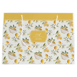 Sacola Para Presentes Grande Saco de Presente com Padrão de Limão no Estilo Fra