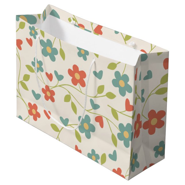 Sacola Para Presentes Grande Saco de Presente com Padrão Floral (Frente inclinada)