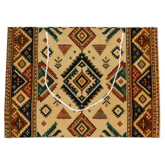 Sacola Para Presentes Grande Saco de Presente com Padrão Kilim Tribal Boho | Su