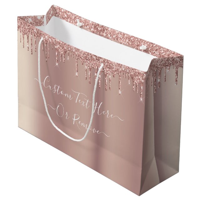 Sacola Para Presentes Grande Saco de Presente com Texto Personalizado Brilho em (Frente inclinada)