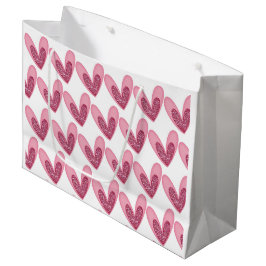 Sacola Para Presentes Grande Saco de Presente - Corações de Brilho Rosa