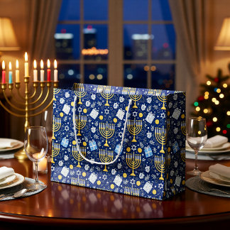 Sacola Para Presentes Grande Saco de Presente da Menorá de Hanukkah
