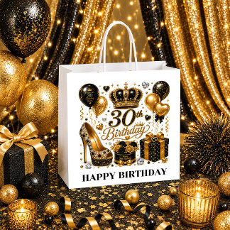 Sacola Para Presentes Grande Saco de Presente da Rainha de Aniversário 30º Dour