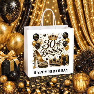 Sacola Para Presentes Grande Saco de Presente de Aniversário de 30 Anos Brilho