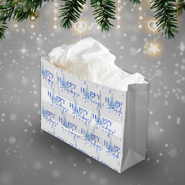 Sacola Para Presentes Grande Saco de Presente de Árvore de Natal Artística Blue