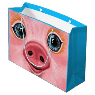 Sacola Para Presentes Grande Saco de Presente de Bebê Porco Feliz - Sorriso