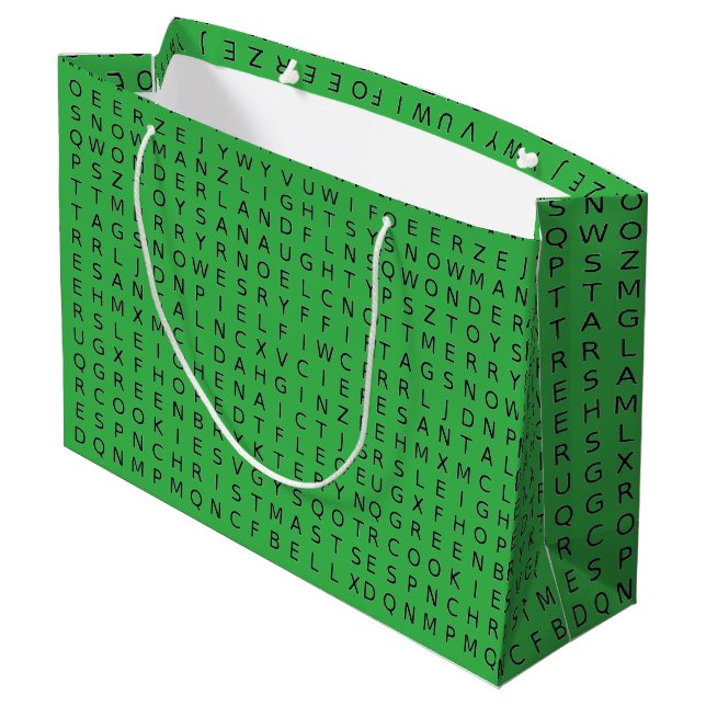 Sacola Para Presentes Grande Saco de Presente de Caça-Palavras de Natal (Verso inclinado)